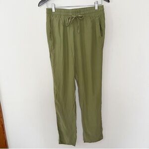 Amanda Uprichard Silk Olive Green Tribeca Pants Size P (XS) Elastic Waist